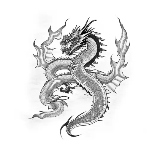 Asian Dragon With Cherry Blossoms