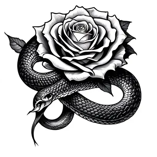 Rose Surrounded Snake Wrapped