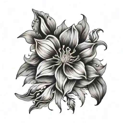 Black And Grey Daffodil Rose Honeysuckle Poppy Gladiolus Aster Morning Glory Chrysanthemum