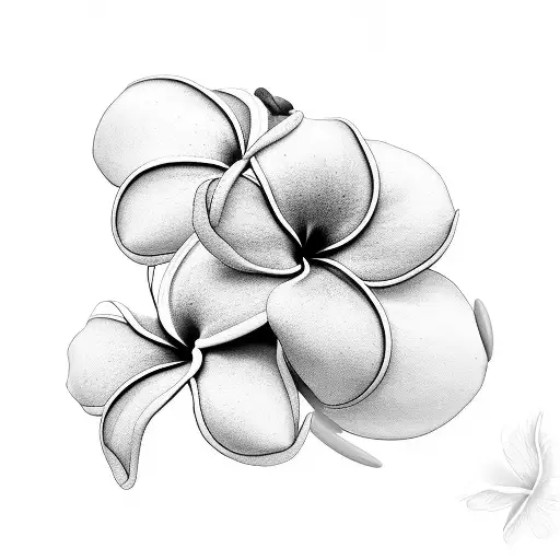 A Realistic Black And Grey Plumeria Blossom 3 Of Them