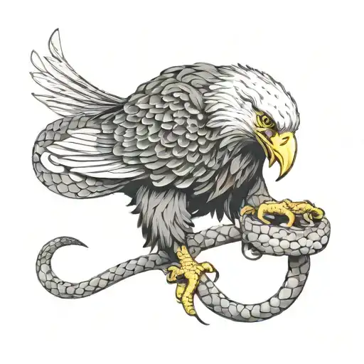 Eagle Eating A Snake Eating A Rat Holding