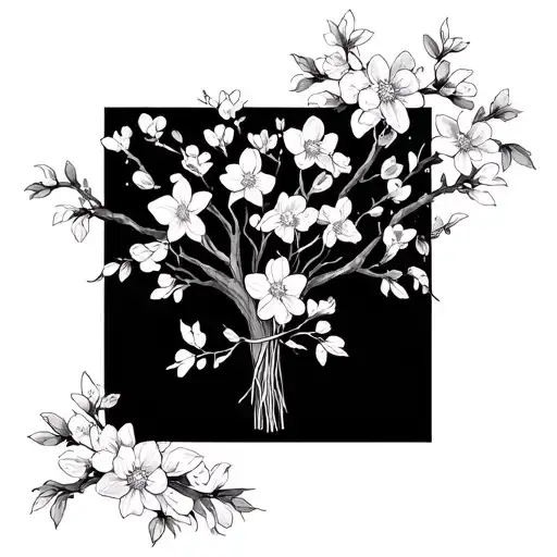 Dainty Daffodil And Cherry Blossom Tree Bouquet