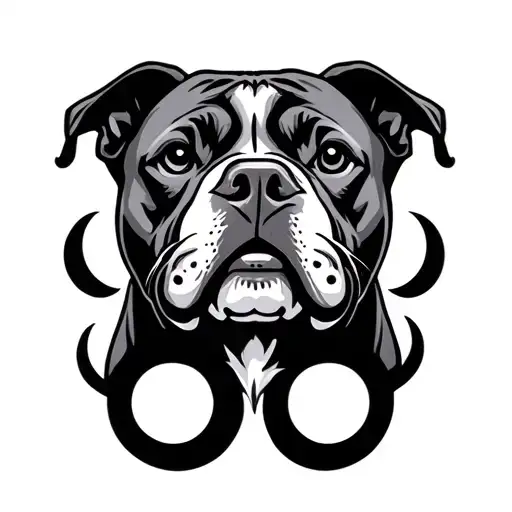 Pitbull Outline With Moon Phases