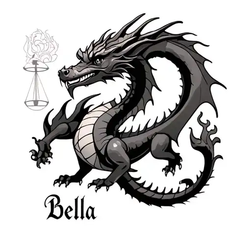 Dragon With Pieces And Libra And Chihuahua Name Bella