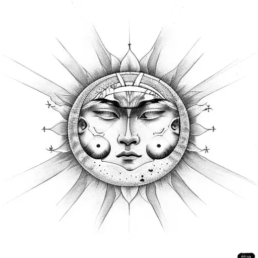 Sun And Moon With Floral