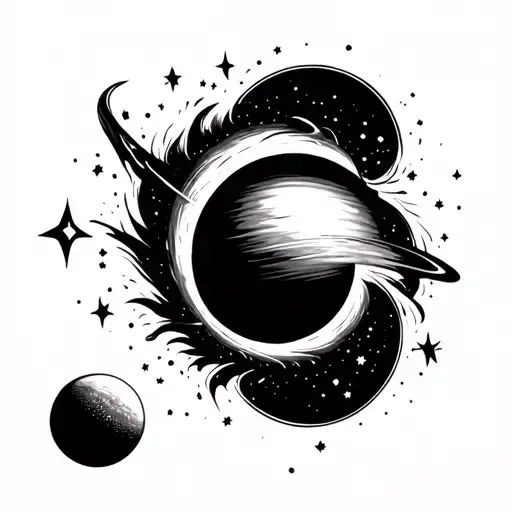 Abstract Representation Of A Black Hole Sucking In Stars And Planets