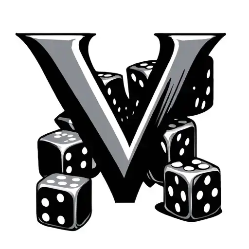 Letter V With Vegas Dice