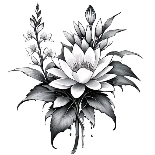 Psalms 71 In Cross Water Lillies And Larkspur Flowers Intertwined