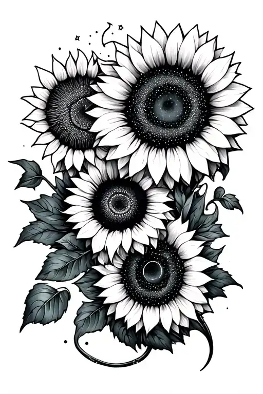 Sunflower And Capricorn Constellation Intertwined