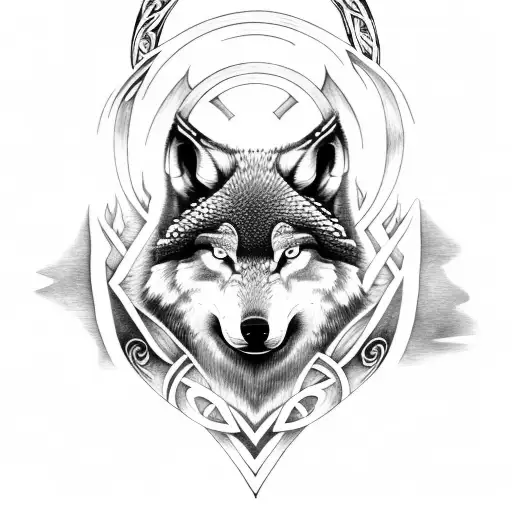 Forest Viking Runes Wolf