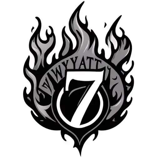Fire Logo With 7 And The Name Wyatt