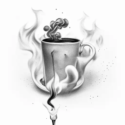 A Surreal Scene Of A Coffee Mug Pouring Out Smoke Instead Of Liquid