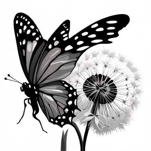 Butterfly With Dandelion Flower