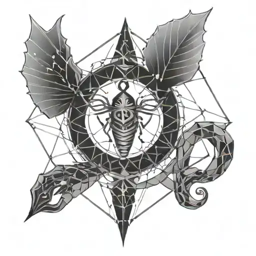 Create A Scorpio Constellation Made Up Of Geometric Shapes With An Angelic Guardian