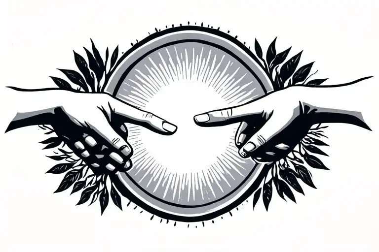 Philippine Sun In Between Of Two Hands Pointing At Each Other