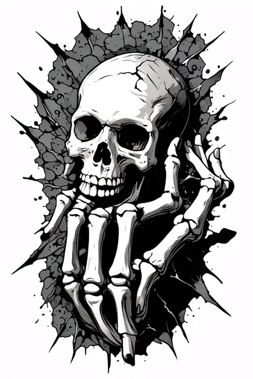 Skeleton Hand Ripping Through Skin