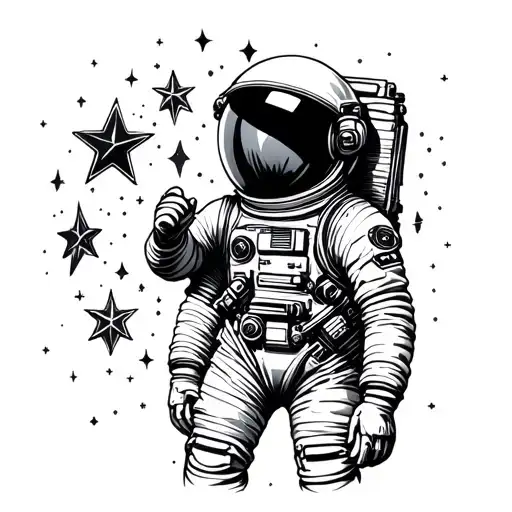 Astronaut Holding Stars Forming Intricate Patterns
