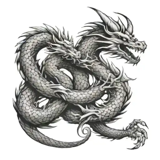 A Dragon Tattoo With Three Intertwined Tails To Symbolize The Triplets' Connection