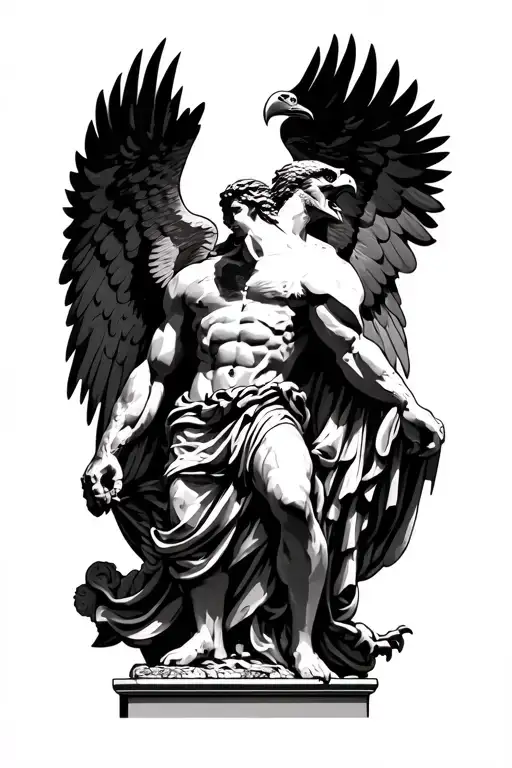 Prometheus Statue With Eagle Perched