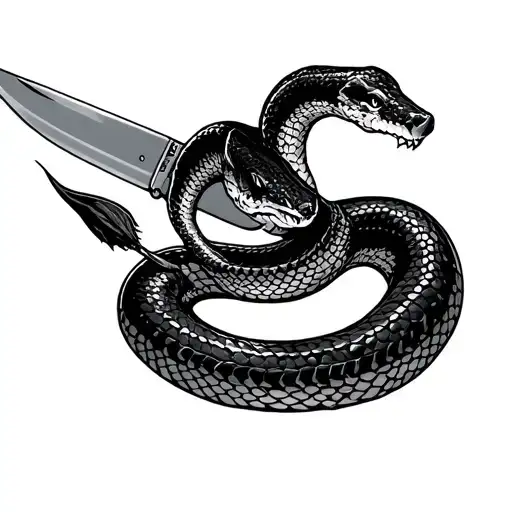 Snake Stabbed By A Knife