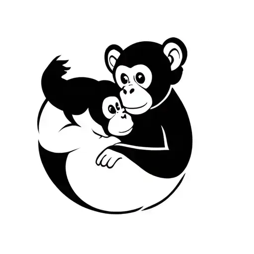 Baby Monkey And Papa Cuddly Monkey