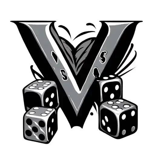 Letter V With Vegas Dice