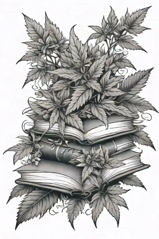 Beautiful Marijuana Bush With Gorgeous Flowers With Books In The Background