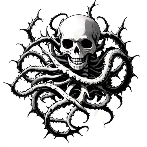 Thorns Wrapping Its Tentacles Around Skeleton