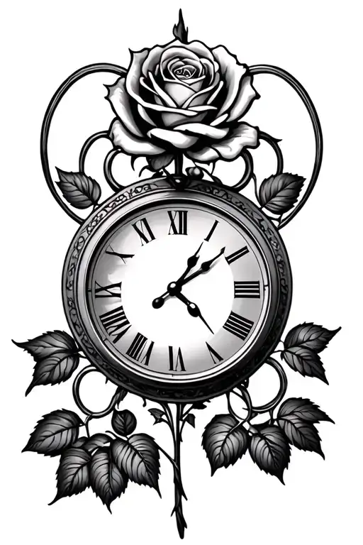 Clocks With Rose Surrounded
