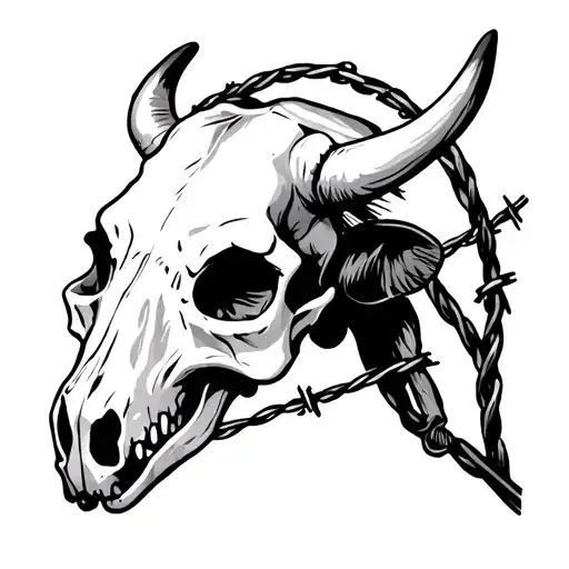 Cow Skull And Barb Wire