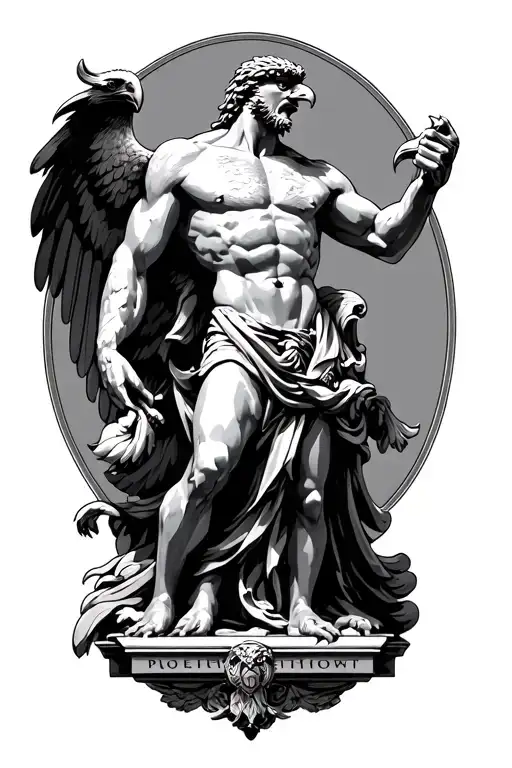 Prometheus Statue With Caucasion Eagle