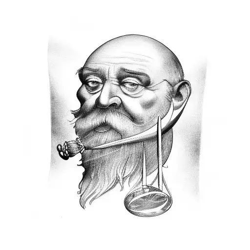 An Intricate Black And Grey Tattoo Of A Lawyer With A Musical Staff And Notes Forming A Gavel