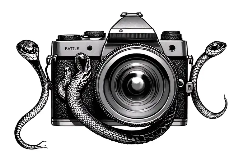 Camera With Rattle Snake Rattle In Lens Reflection