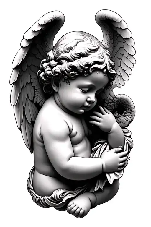 Angel Baby Statue Side Profile