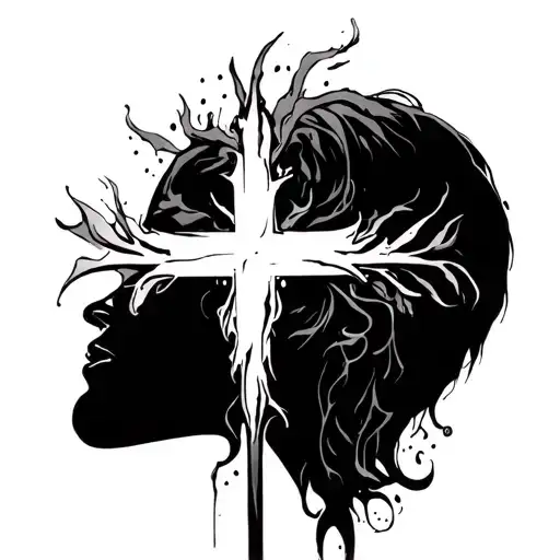 Black Figure With White Cross In It