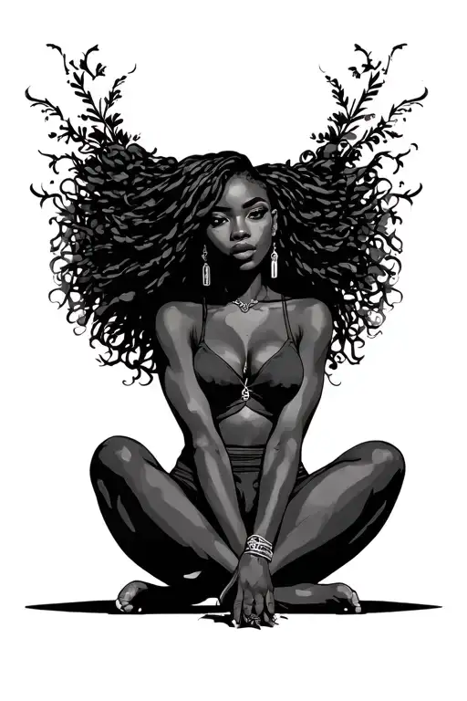 Black Woman Sitting Cross Legged