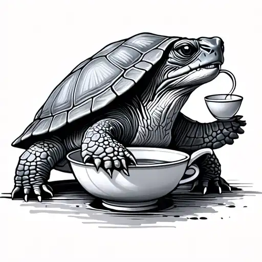Little Turtle Drinking Tea