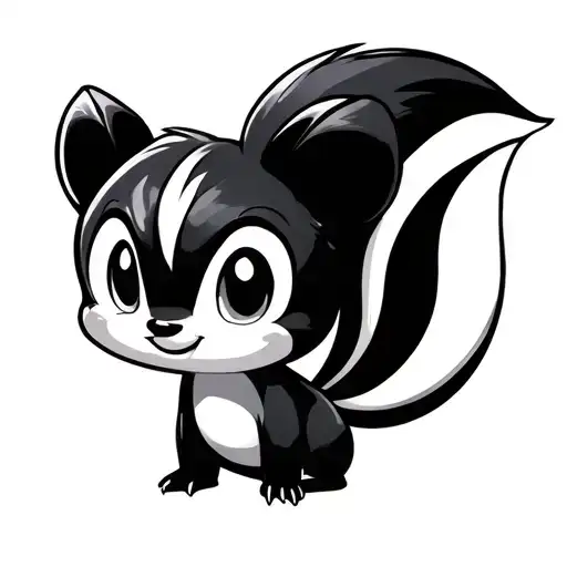 Cute And Adorable Baby Chibi Skunk Very Simple Lines Disney Simple Few Lines