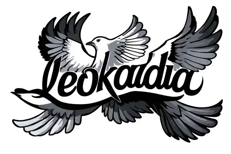 The Name Leokadia With A Dove Flying