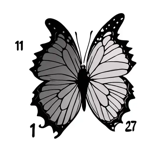 Butterfly With Number 11 In One Wing And 27 In The Other Wing