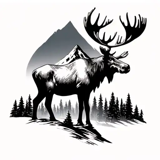 Mountain And Moose