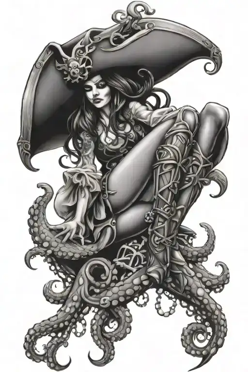Lady Pirate Octapus Legs Grabbed
