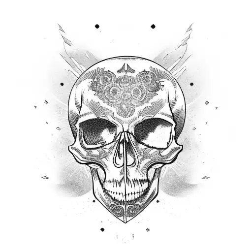 Skull With Aurora Lettering