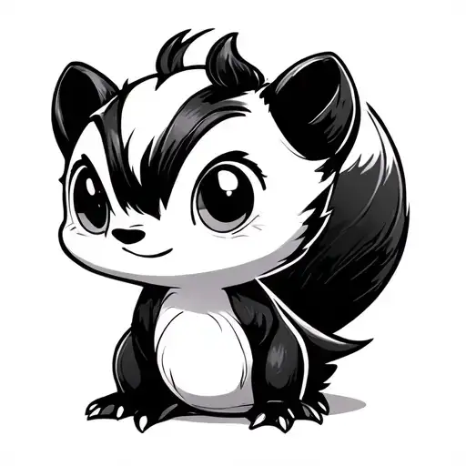 Cute And Adorable Baby Chibi Skunk Very Simple Lines