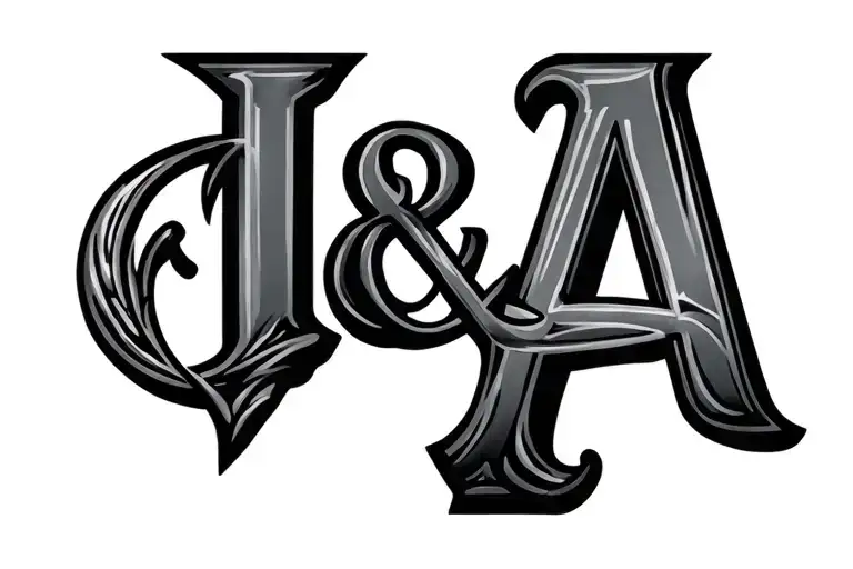 Letters J & A Black Grey
