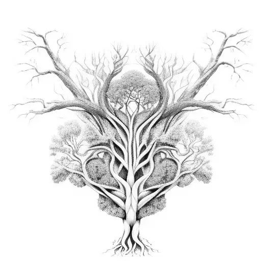 A Mystical Forest Scene Where Tree Roots Intertwine With Whimsical Creatures