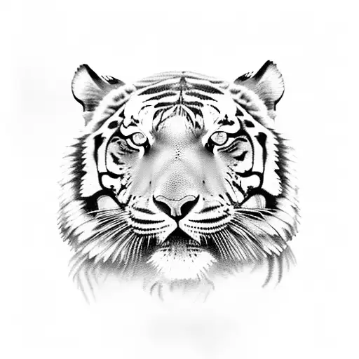 Tiger Face With Flowers