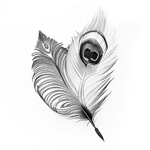 A Majestic Peacock Feather Transforming Into A Quill Pen