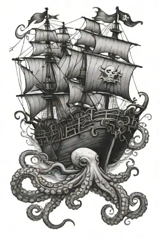 Ship Octopus Pirate Chick