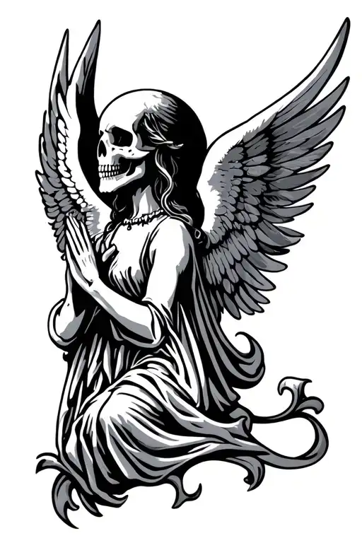 Skull Wings Angel Pray